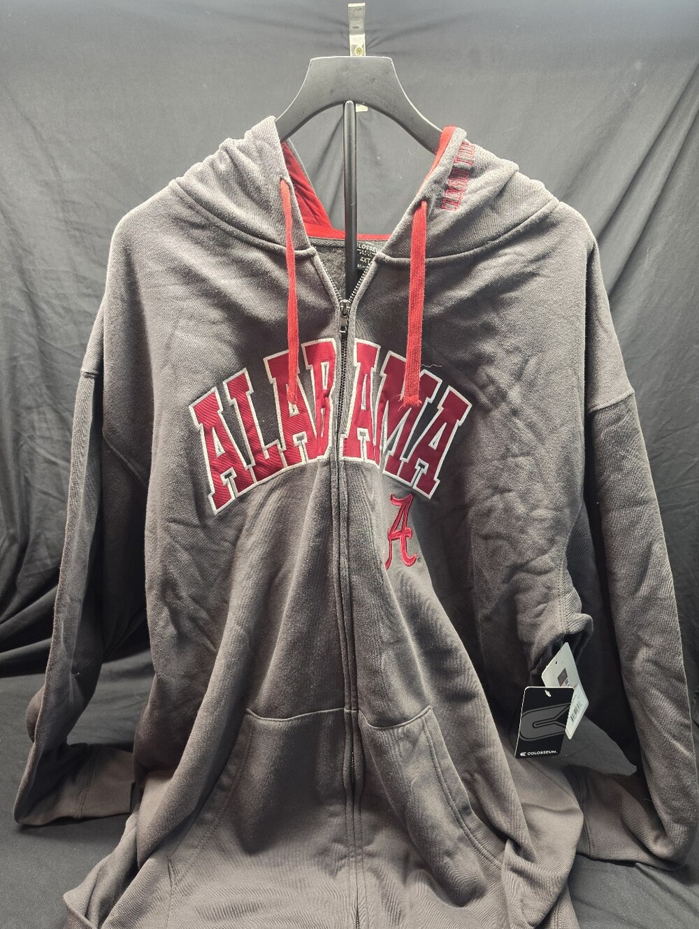 NWT Colosseum Alabama Crimson Tide Hoodie Men's 4XT Big Tall Full Zip Charcoal